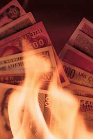 burning money image