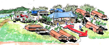 Sketch: hurricane recovery village.